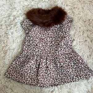 Janie & Jack faux fur collar leopard dress